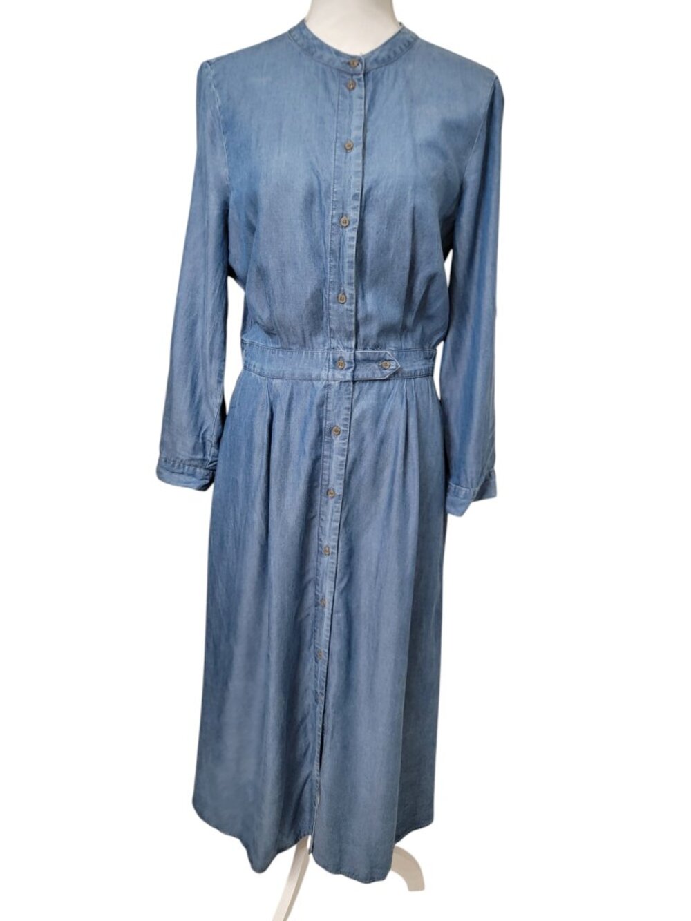 Court & Rowe Size 8 Long Sleeve Midi Shirtdress, 100% Tencel Chambray